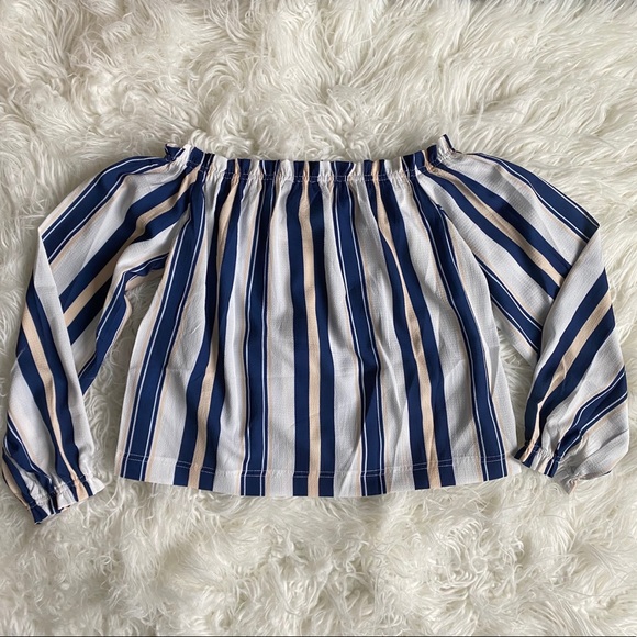 ‼️NWT‼️ ZAFUL Off the shoulder striped blouse- S - Picture 6 of 6